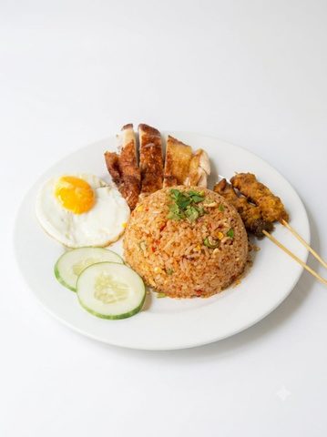 Lalapan Ayam with chicken, sambal and fresh vegetables