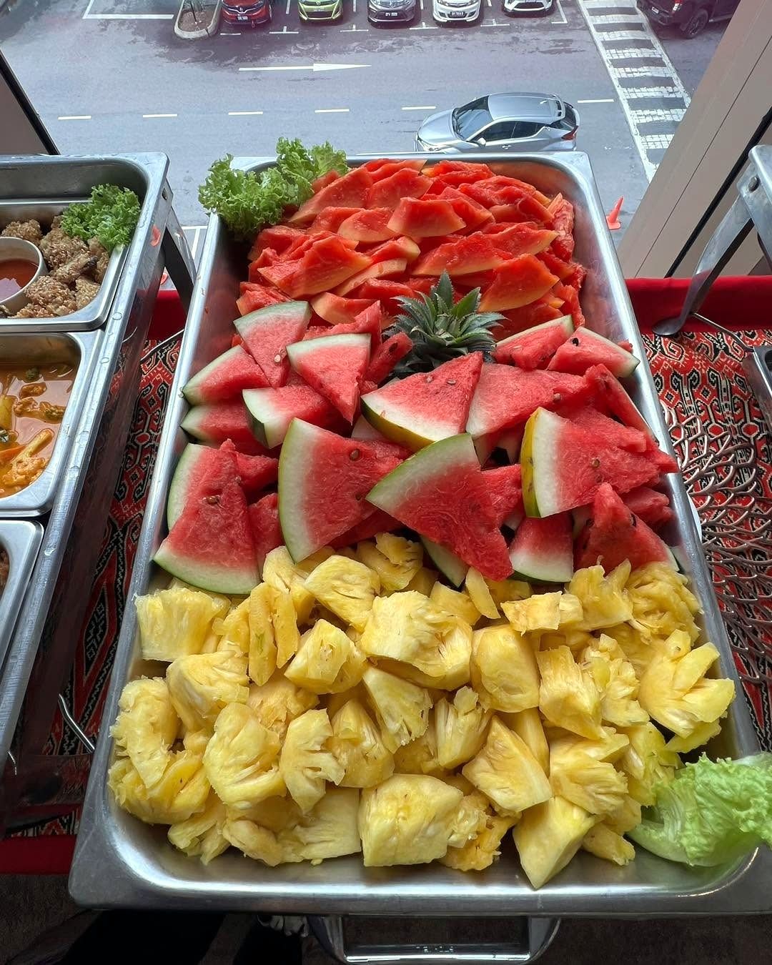 Fresh watermelon and pineapple platters